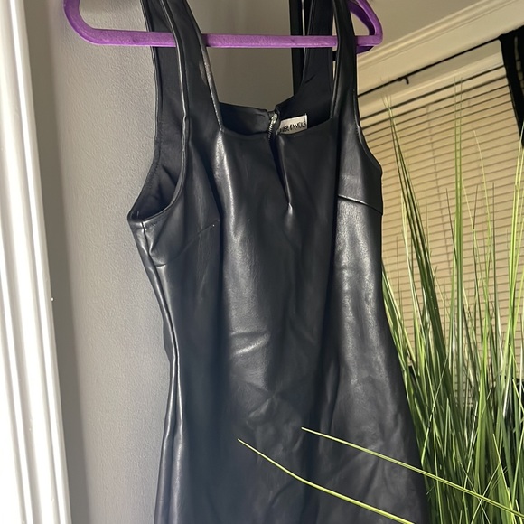 Black Pleather Mini Dress - Picture 4 of 4